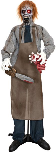 EUROPALMS Halloween Figur Zombie mit Kettensäge, animiert, 170cm