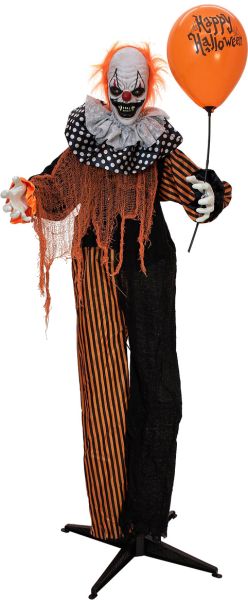 EUROPALMS Halloween Figur Clown mit Luftballon, animiert, 166cm