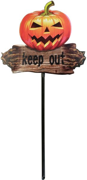 EUROPALMS Halloween Bodenstecker Kürbis "KEEP OUT", 50cm