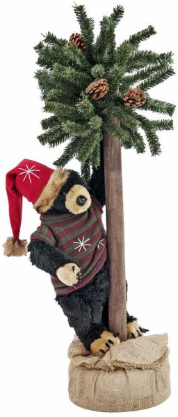 EUROPALMS Weihnachtsbär, mit Tanne, 105cm